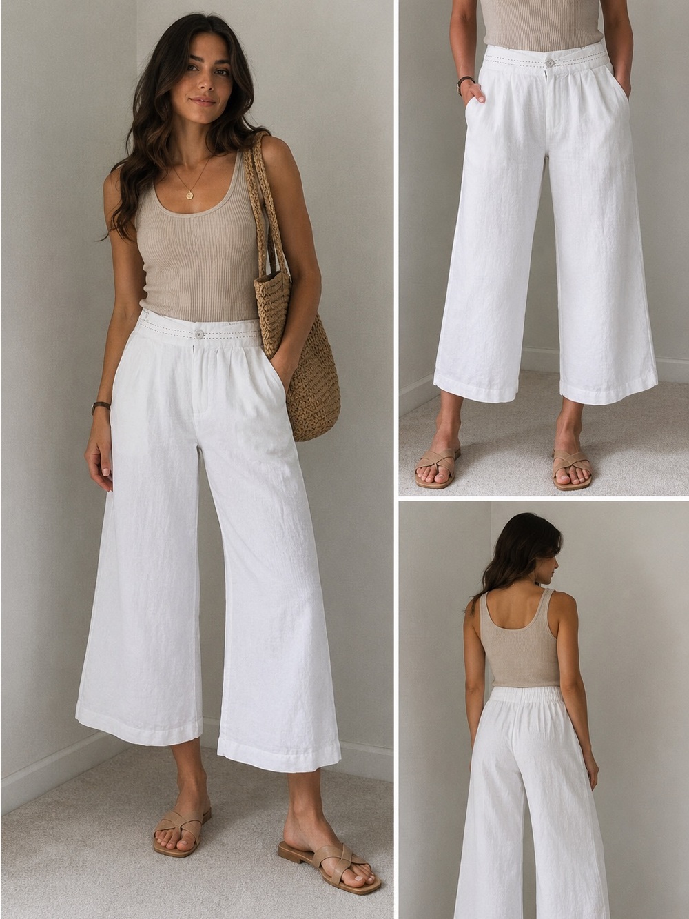 Women’s Cropped Linen Trousers – Size M (Fits Like S